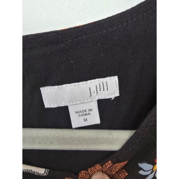 J. Jill Floral Mini Dress M | Black Multi Sleeveless Boho Spring Summer - Picture 8 of 8